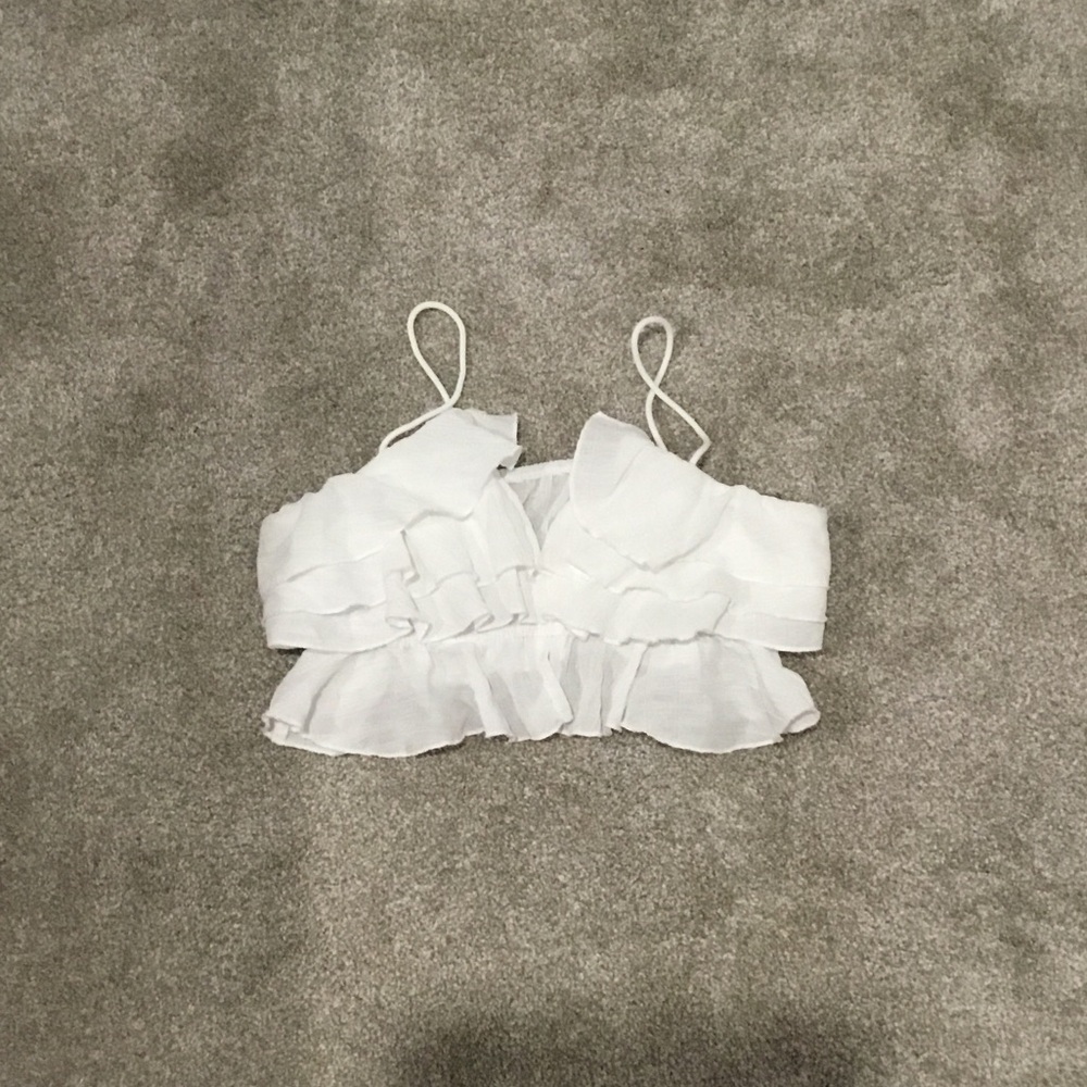 SHEIN White Layered Ruffle Crop Cami